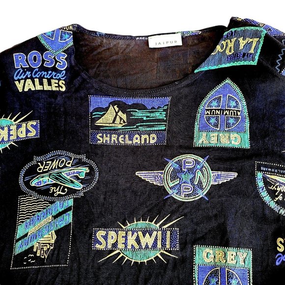 Vintage Jaipur Top Zephyr Spekii Shreland Black Metallic La Roca Custom LH8008 - Picture 8 of 8